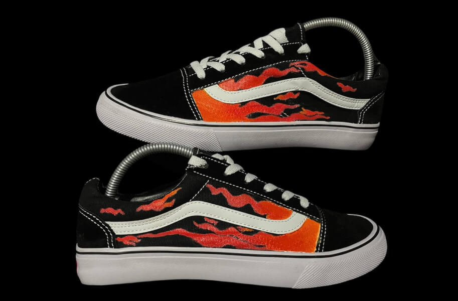 Vans Old Skool FLAME Custom Handpainted Vans Custom 